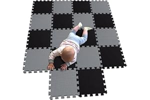 MQIAOHAM® 18 Pieces Puzzle Play Mats, Soft Baby Play Mat, Kids Interlocking Foam Floor Tiles, Toddlers Carpet Playmats G30101