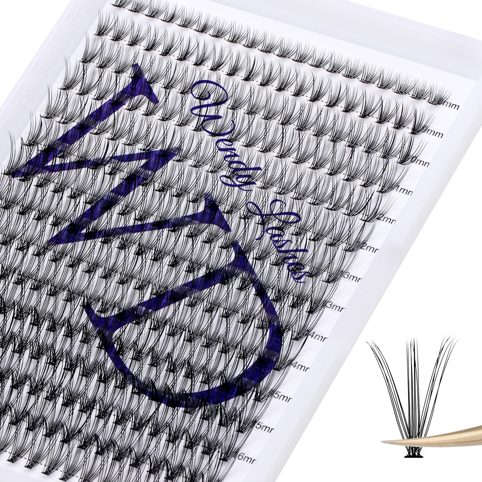 Individual Lashes 300PCS Cluster Lashes Extension D Curl 20D 0.07mm 8-16mm Mixed Lash Clusters Wide Stem Individual Eyelashes Clusters DIY Eyelashes Extensions at Home(Cluster-20D-0.07-D-MIX8-16) — image 1