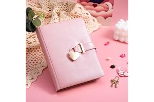 Diary with Lock for Girls Ages 8-12 Journal with Lock and Key 296 Gold Edged Pages Heart-Shaped Locked Journal for Women Teen