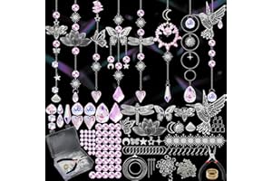 K1tpde DIY Crystal Sun Catcher - 8PCS Butterfly Rainbow Maker Suncatcher Kit with Crystals Prism Hanging Decorative for Adult Women, Hanging Prisms Ornament Indoor Window Outdoor Garden Car Mirror