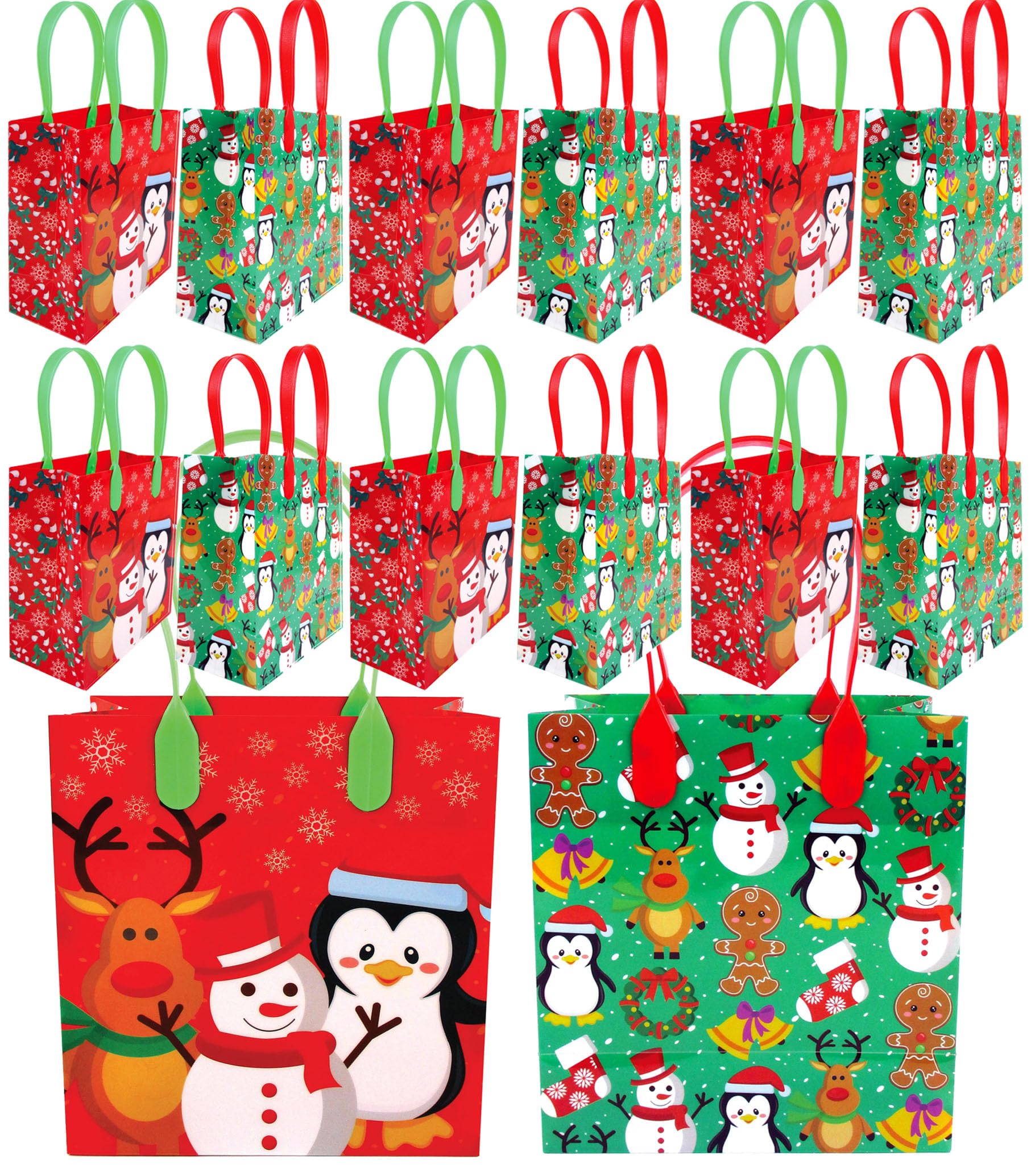 Christmas Party Favor Bags Treat Bags with Handles, Candy Bags for Christmas Party Gift Bags Christmas Holiday Party Supplies,12 Pack