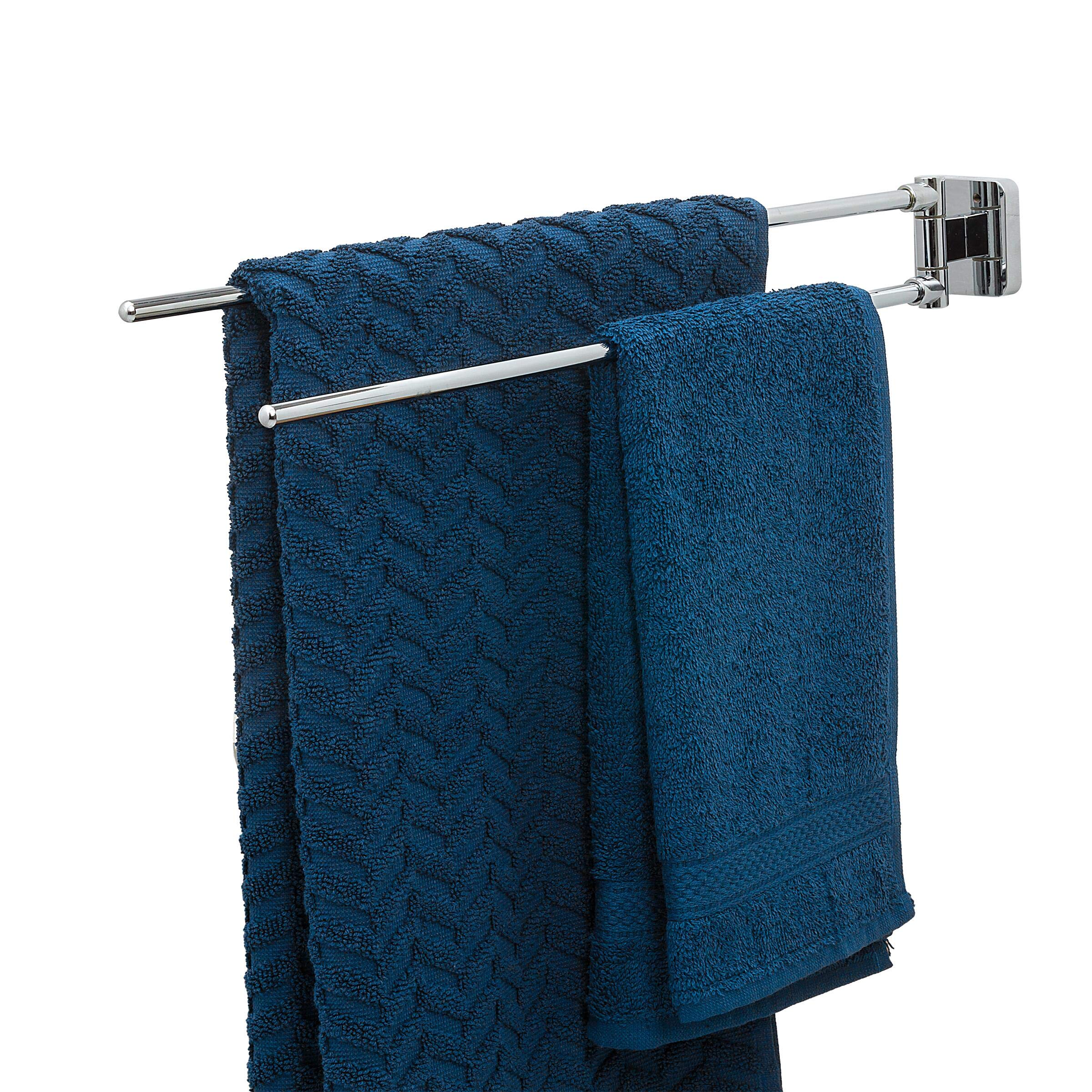Tiger Onu Towel Rail with 2 Arms, Stainless Steel, Chrome, 4.8 x 5.4 x 44.3 cm