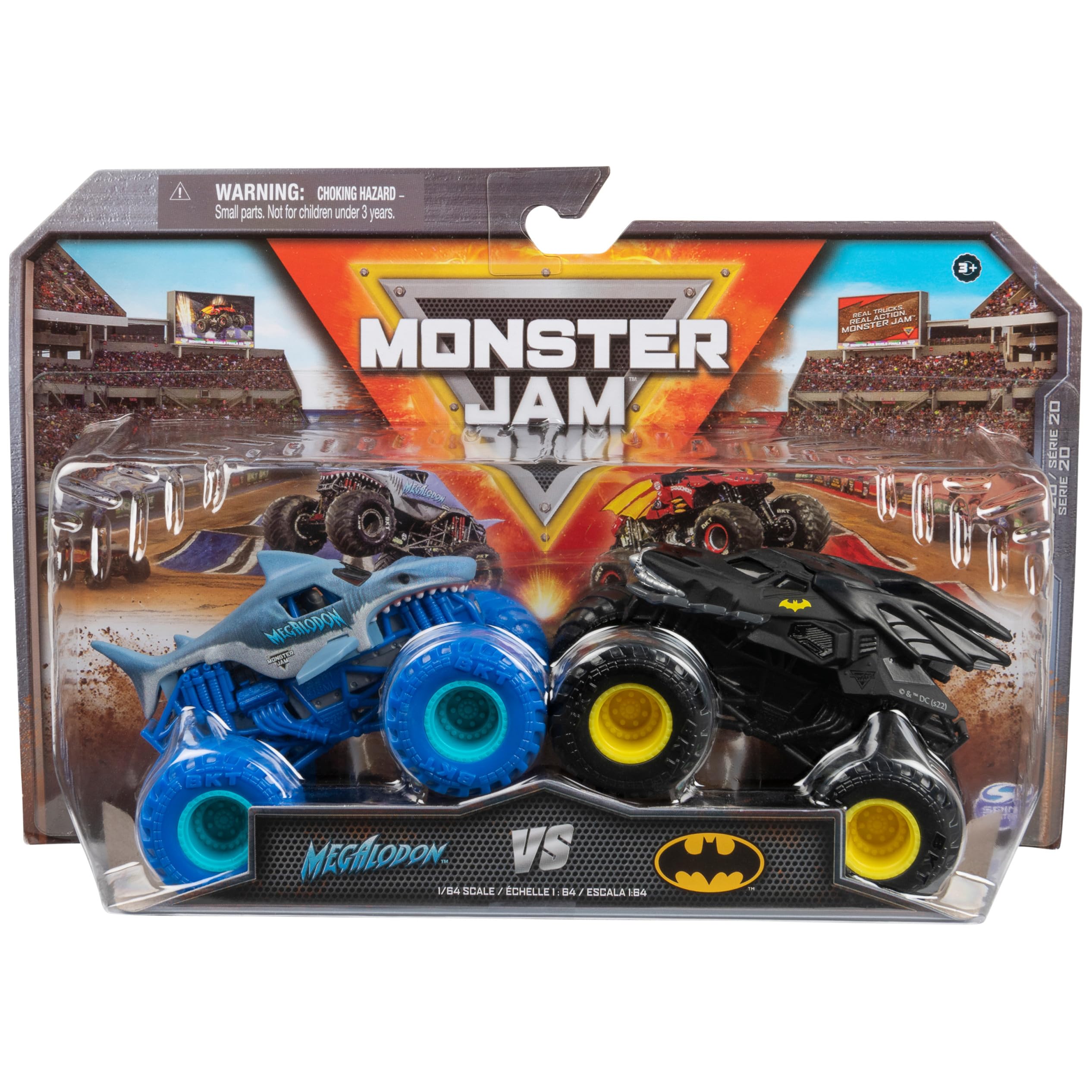 Photo 1 of Monster Jam, Official Batman Vs. Megalodon Die-Cast Monster Trucks, 1:64 Scale, Kids Toys for Boys Ages 3 and up