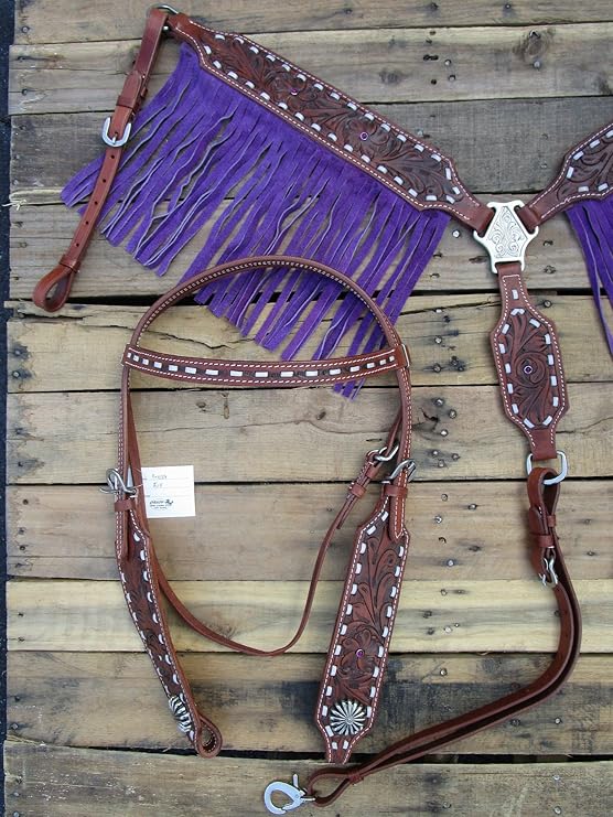 Western Headstall BREASTCOLLAR Silver BUCKSTITCH Rhinestone