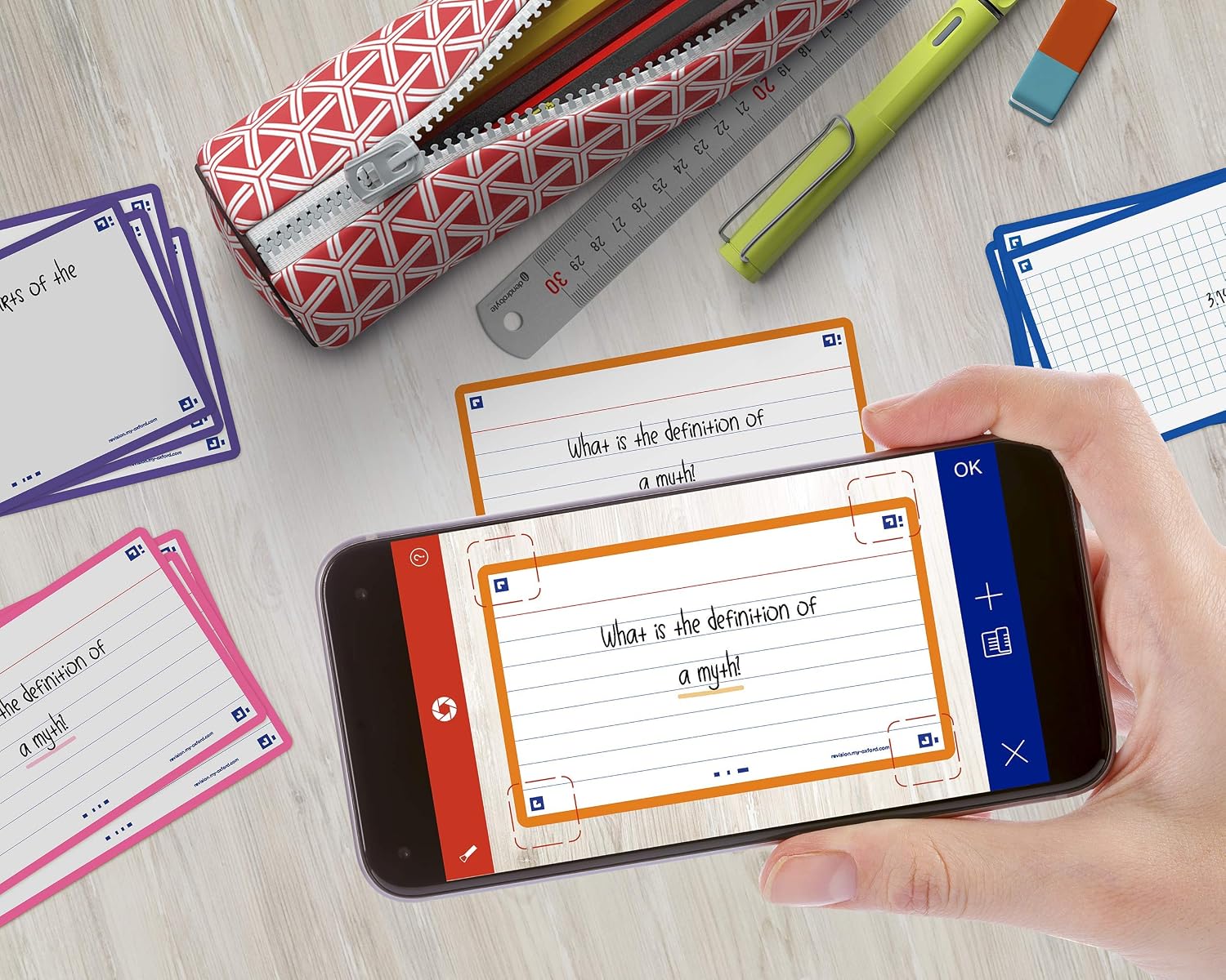 Oxford Flash Cards, Ruled with Orange Frame, 7.5 x 12.5 cm, Pack of 80, Small - Image 4