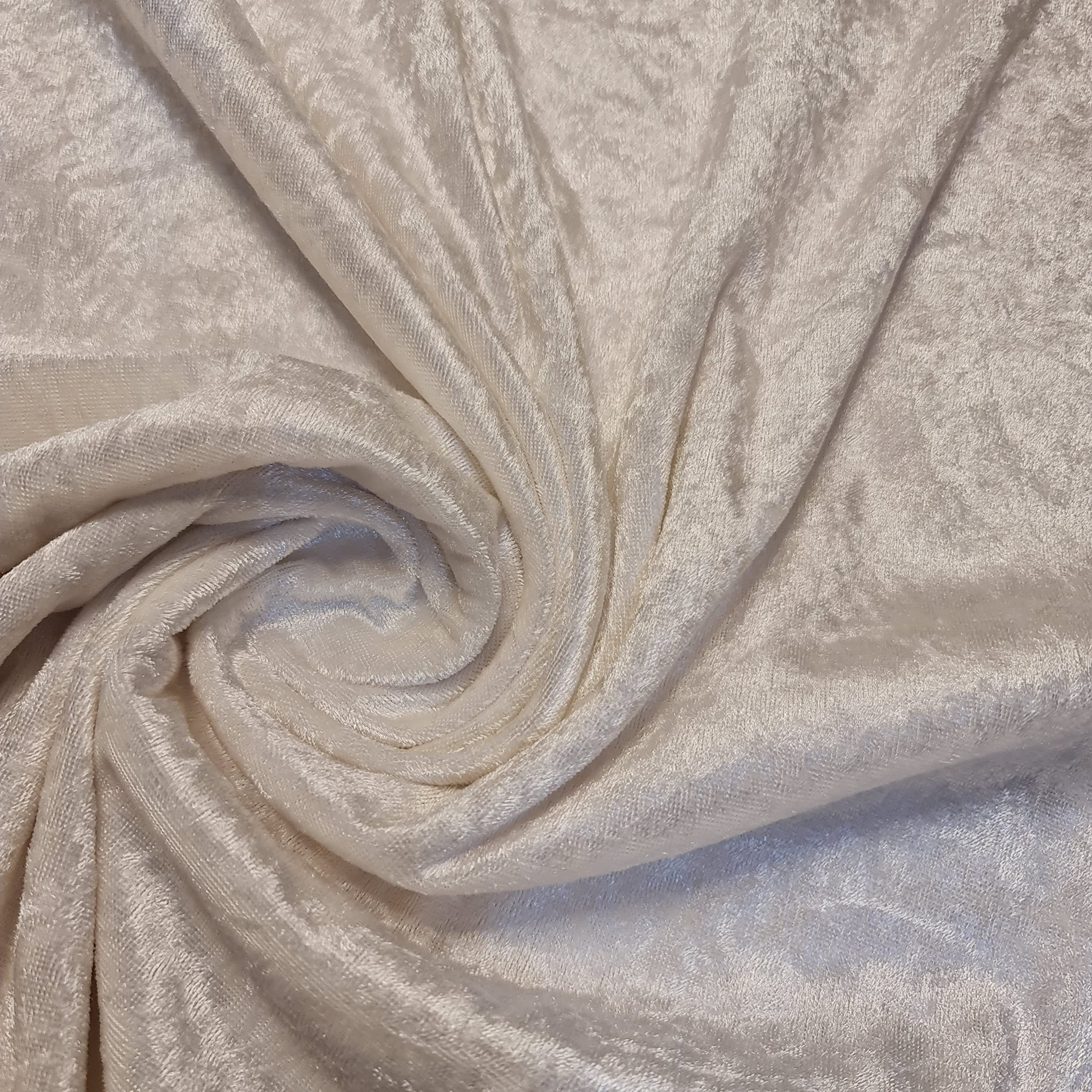 Premium Crushed Velvet Fabric Craft Stretch Velour Material 150cm Extra Wide -EP (Cream, 1 Meter)
