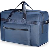 Hafmall 80L Foldable Duffel Bag for Travel, Waterproof Weekend Overnight Bag, Large Collapsible Storage Bag for Moving, Camping (Blue)