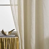 Home Brilliant Linen Semi Sheer Curtains 2 Panels 54x63in Window Drapery view 2