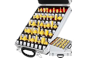 LEATBUY Router Bit Set 41 PC 1/2 Inch Shank Round Bearing Rail Stile Tongue Groove Edge Wood Cutting Router Bits Sets Door Ca