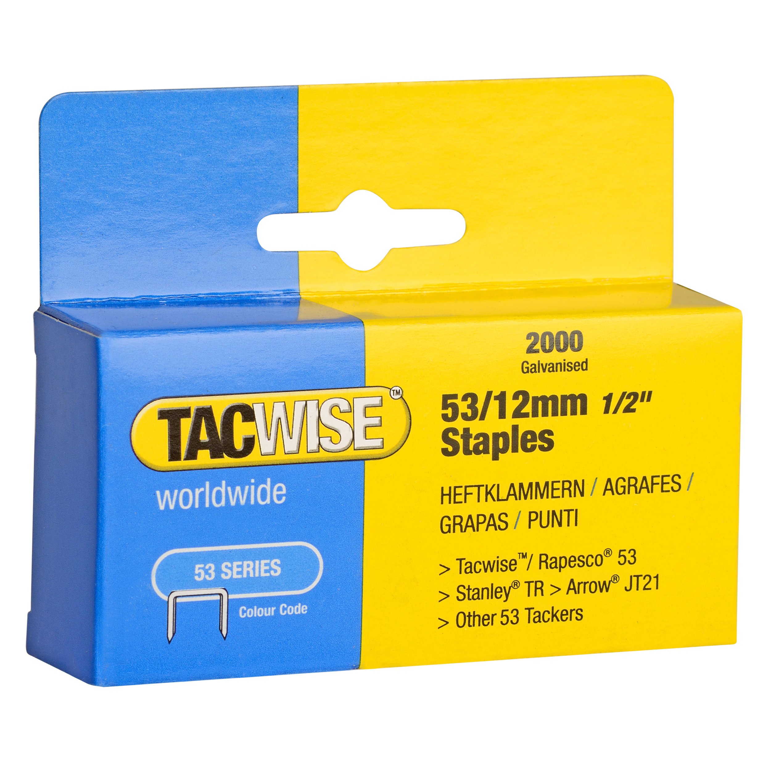 Tacwise 0337 Type 53 / 12 mm Galvanised Staples, Pack of 2000