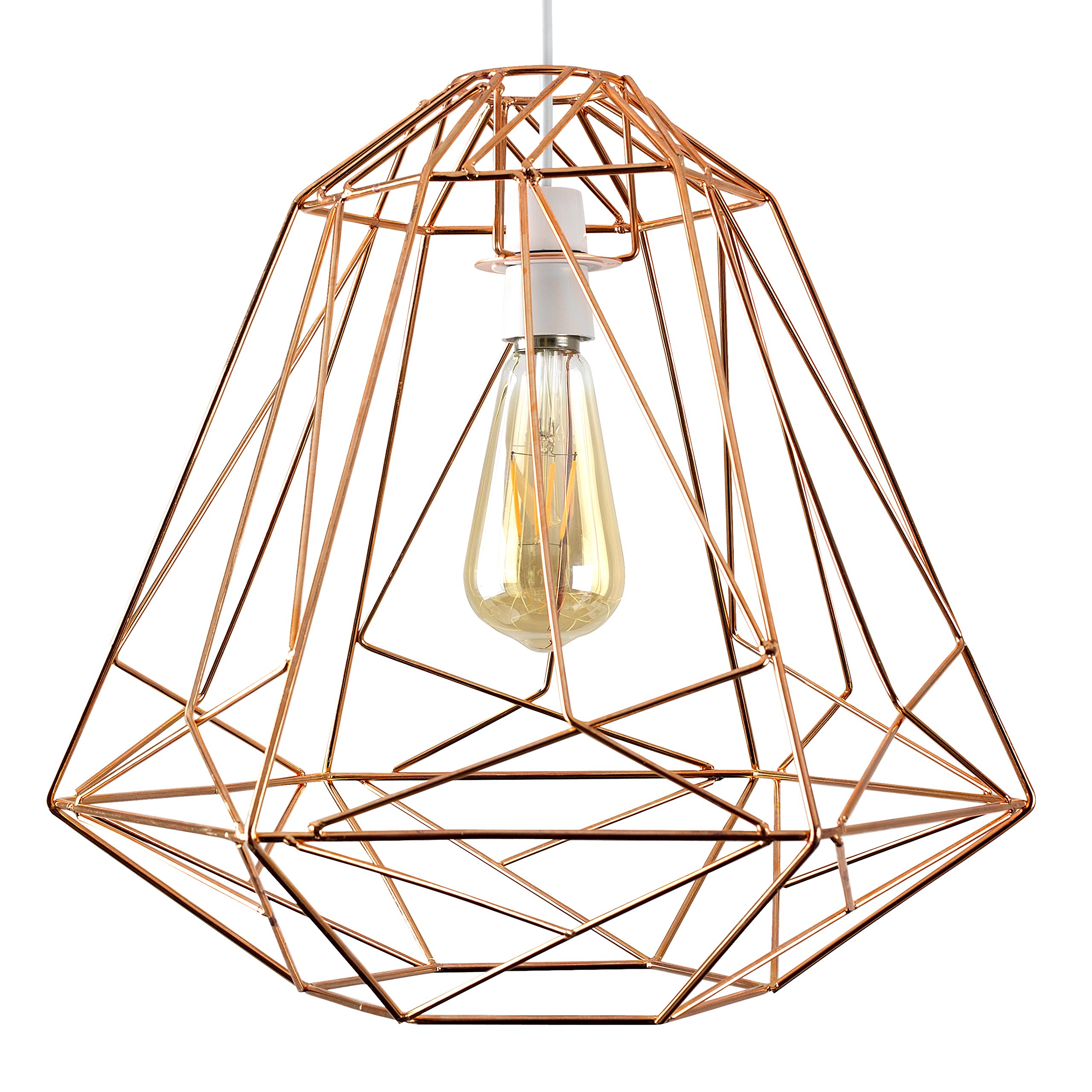 Large Retro Geometric Style Copper Metal Basket Cage Ceiling Pendant