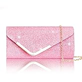 Larcenciel Clutch Purses for Women, Shiny Sequin Envelope Clutch Evening Bag with Chain, Fashion Sparkly Party Prom Purse