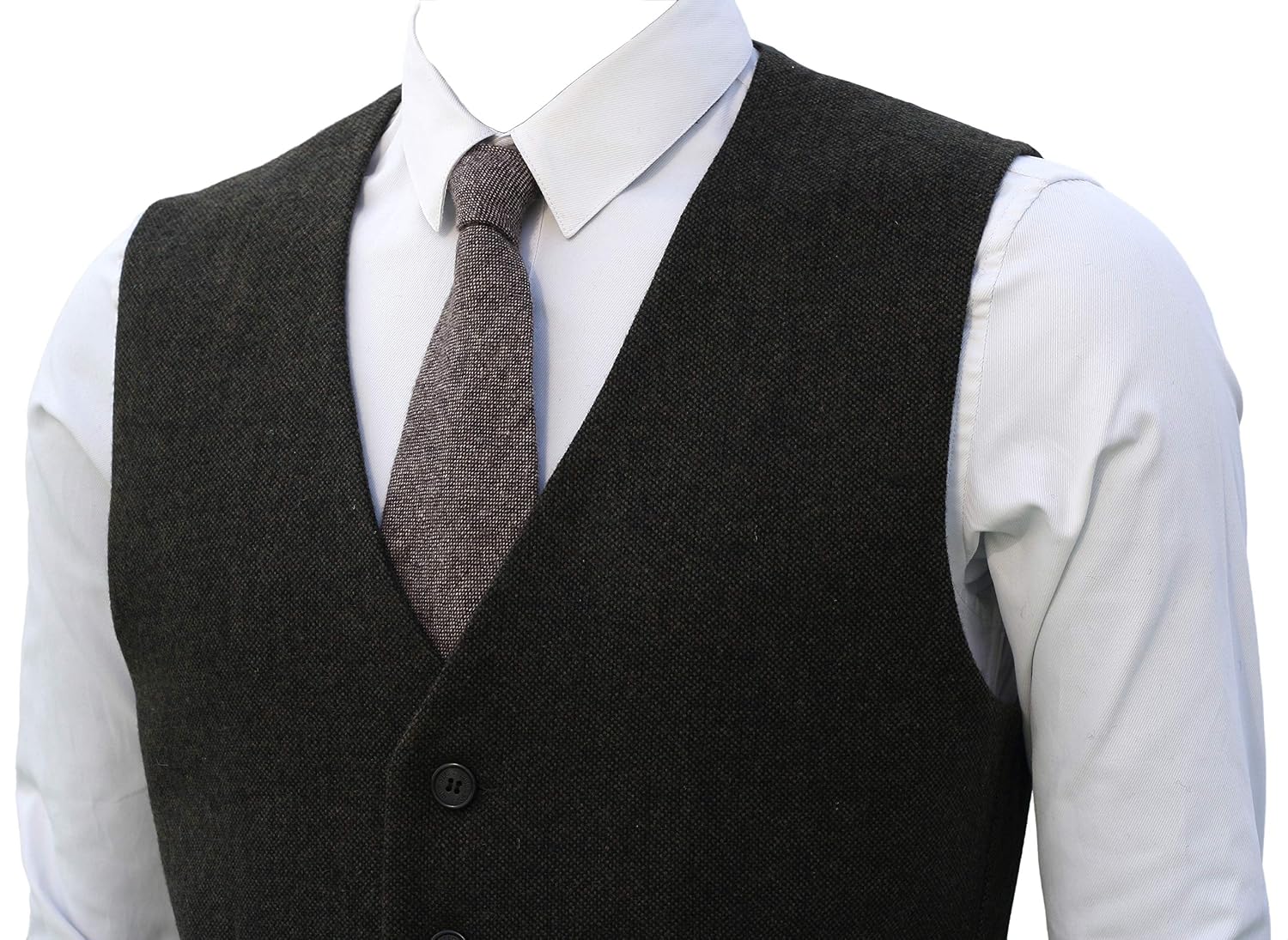 Gilet Homme Laine Tweed Herringbone 5 Boutons 2 Poches – Coupe Ajustée Élégante Ruth&Boaz