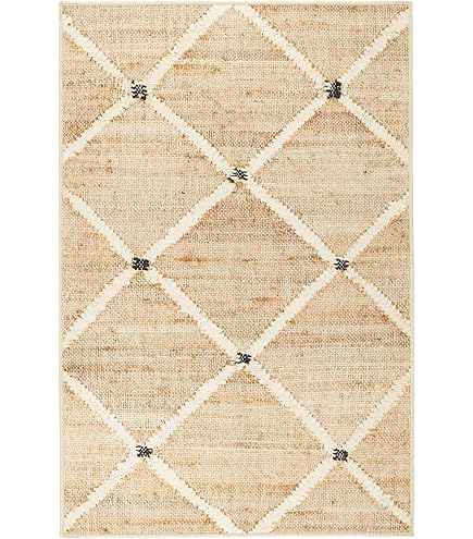 KLAVATE Scalloped Home Decor Braided Bohemian Jute Classic Quality Made Natural Hand Woven Area Rug Black 2x3 Feet