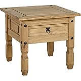 Seconique Corona 1 Drawer Lamp Table in Distressed Waxed Pine
