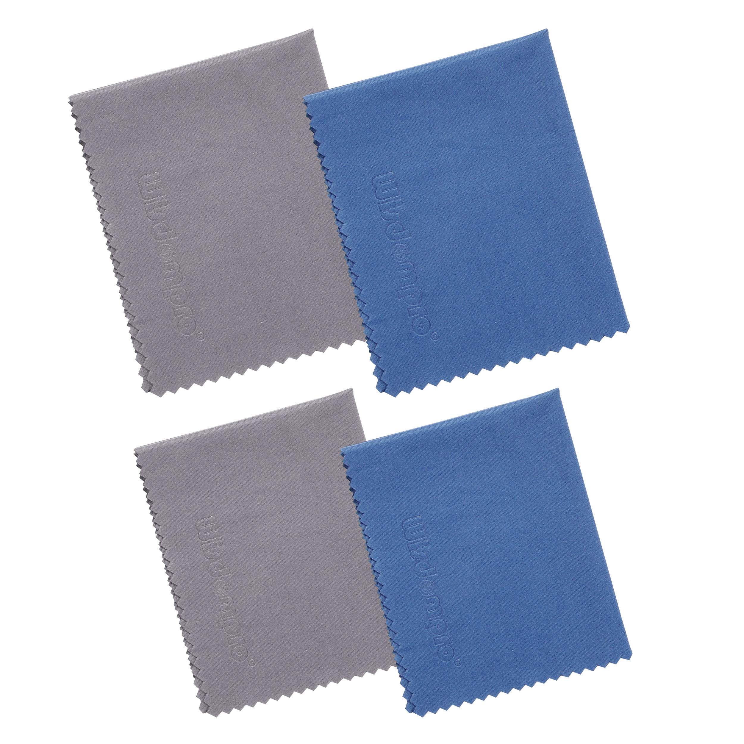 Wisdompro 4-Pack (12x8.25, 13.5x8.63 inch) Microfiber Cleaning Cloth For Camera, Lens, Glass, Phone, iPhone, iPad, Tablet, Laptop, LCD TV, Computer Screen and other Delicate Surface (Blue and Grey)
