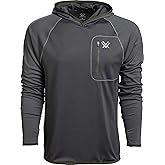 Vortex Men's Weekend Rucker Hooded Long Sleeve Shirts - Moisture Wicking, UPF Sun Protection, Stain Release Technology