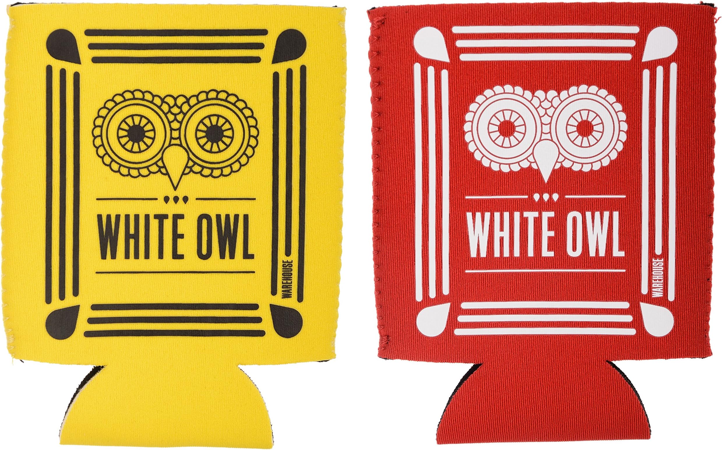 White Owl – Bottle & Can Koozies, Set of 2, Fabric