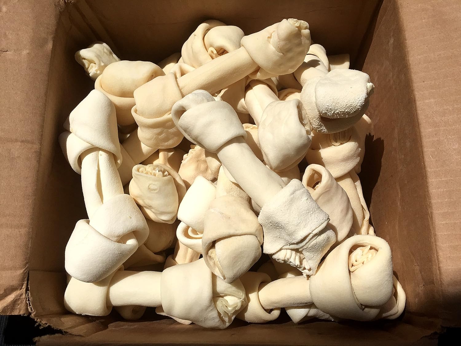 Rawhide Bones 67" 100 Natural Beef hide chew Bones in Bulk From 123