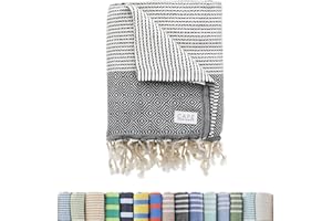 Cape Comforts Oversized Turkish Beach Towel, Diamond Dobby Charcoal - 37'' x 67'' - Super Soft & Lightweight | Quick Dry Sand Free Travel Towels for Beach or Bath | Gifts
