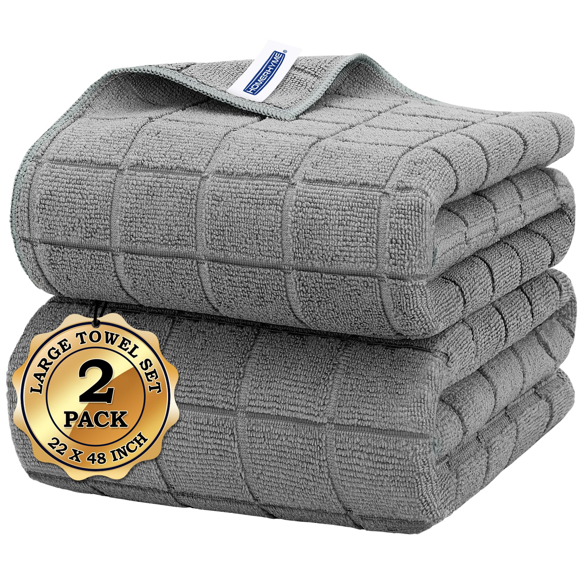 Photo 1 of HOMERHYME Microfiber Bath Towels 2 Pack (22'' x 48'') - Lightweight Quick Dry Microfiber Fingertip Hand Towels, Soft Absorbent Gym Towels for Yoga, Salon, Camping, Hotel, Bathroom, Spa, Travel & Dog