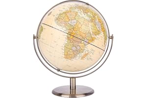 ANNOVA 8" / 20cm World Globe Antique Globe Metal Arc and Base Bronzed Color - All Direction 360° Rotating - Educational/Geographic/Modern Desktop Decoration - for School, Home, and Office (720°)