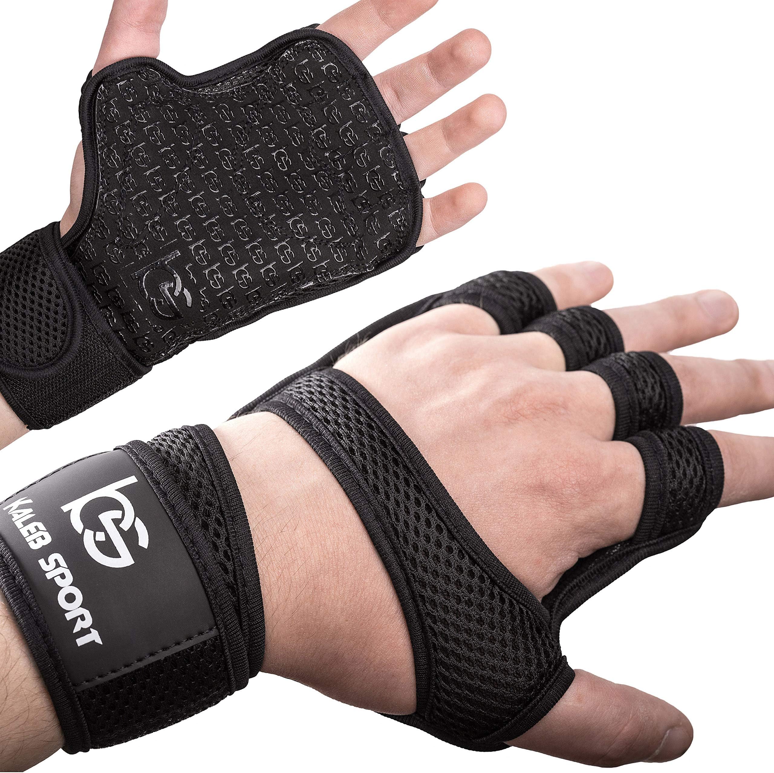 Innovative Weight Lifting Gloves with Special Coating for Non-slip Grip | Washable & Breathable Material | Integrated Wrist Straps | Great for Pull-Ups, Cross-Training & Gym Workout | Men & Women