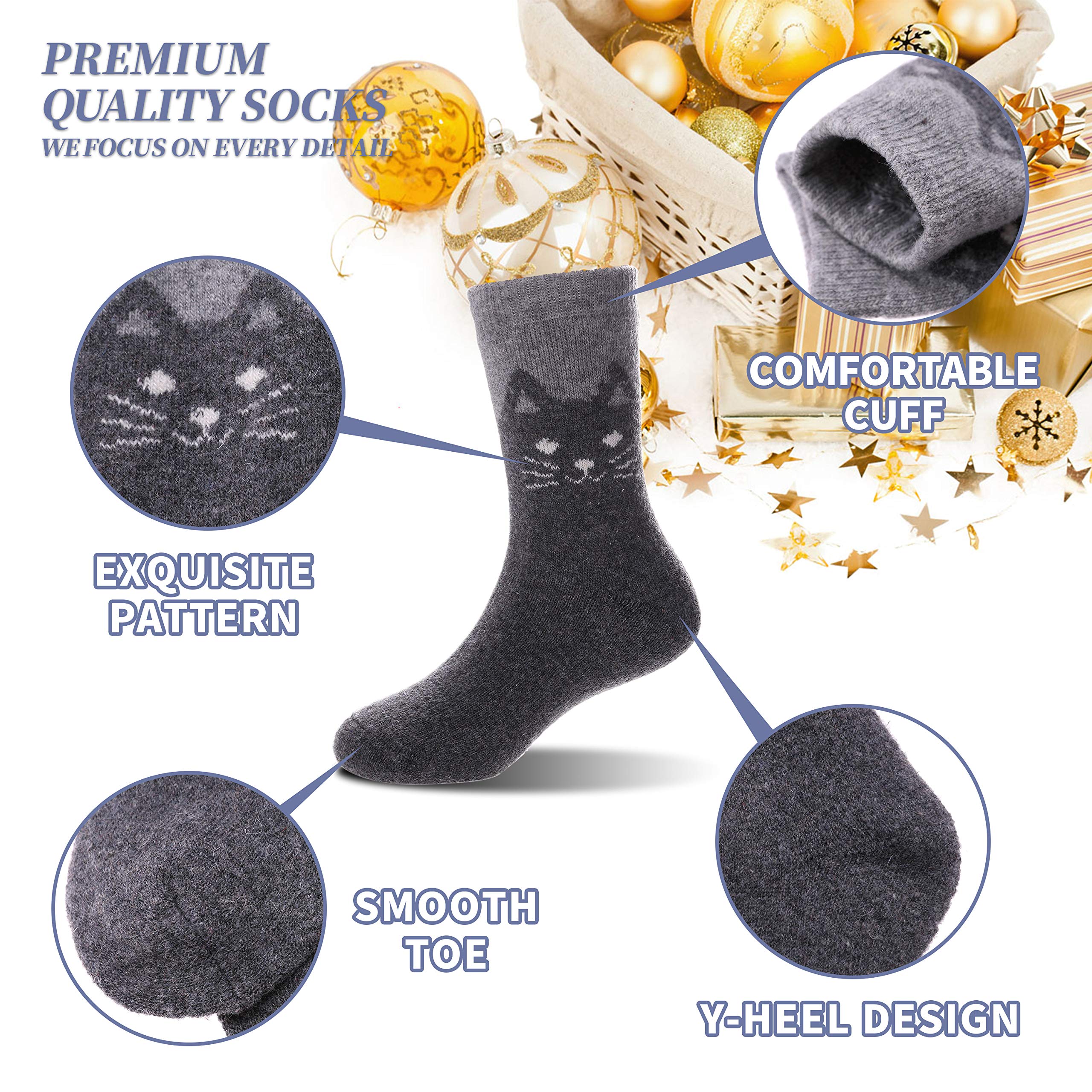 DYW Kids Merino Wool Hiking Socks Toddlers Boys Girls Winter Warm Thick Thermal Soft Cozy Crew Boot Socks 6 Pairs