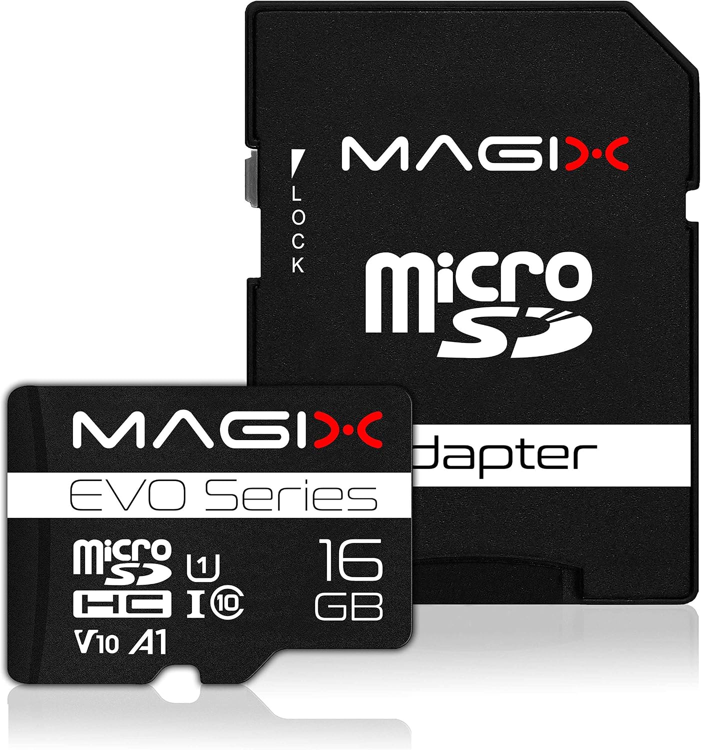 Magix 16GB microSD Card Class10 V10 U1, Read Speed Up to 80 MB/s, EVO Series (SD Adapter Included), Black