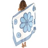 SHU-SHI Womens Beach Swimsuit Cover Up Flower Sarong Wrap with Coconut Clip