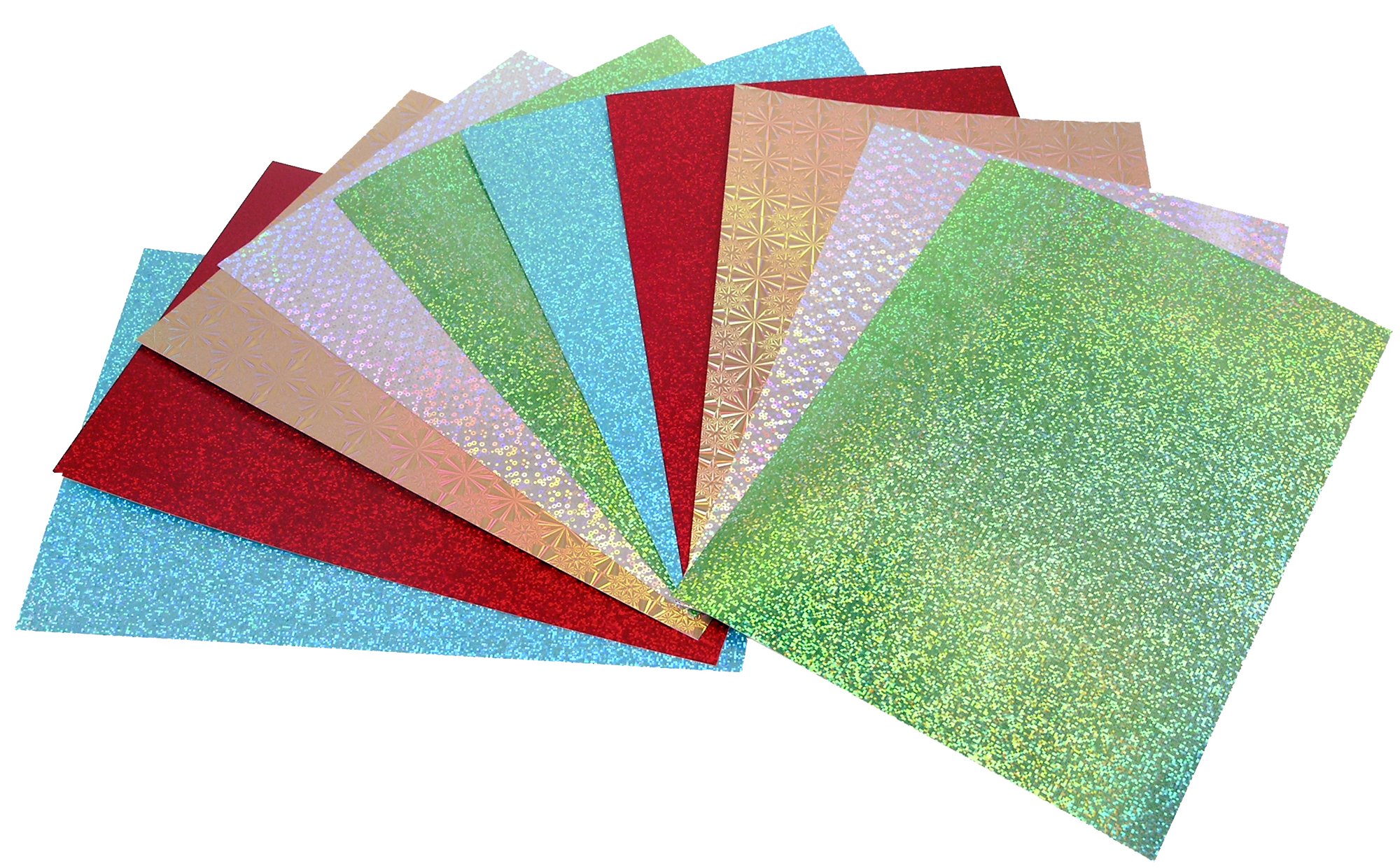 Scola Basic Holographic A4 170gsm Card Pack, 5 Colours, 50 Sheets for Crafting, Children Art Activities & Scrapbooking, Ideal for Hobbyists and Professional Crafters, Adults and Kids
