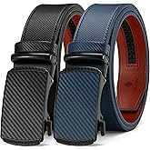 DOOPAI Men's 2 Pack Ratchet Dress Belt - Adjustable 1 3/8" Genuine Leather, Size Length Can Be Cut, With Gift Box
