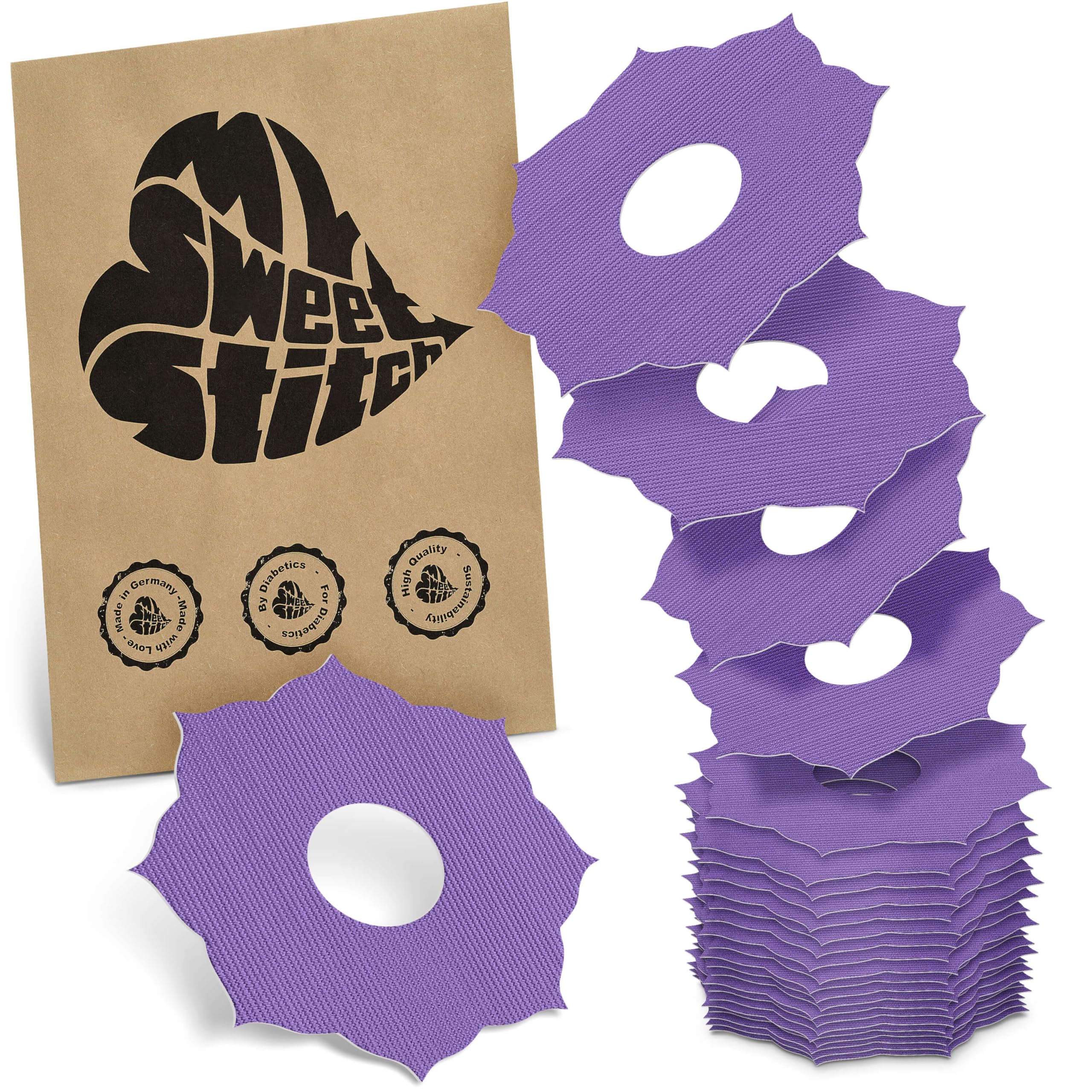 MySweetStitch - 25 x Freestyle Libre 3 Patches Mandala, Overpatch Ø 65mm, Waterproof, Breathable, Skin-Friendly, Made in Germany, Purple