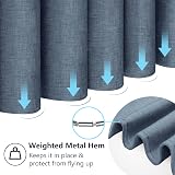 Linen Look Shower Curtain 182 x 214 cm Navy with Metal Hooks view 7