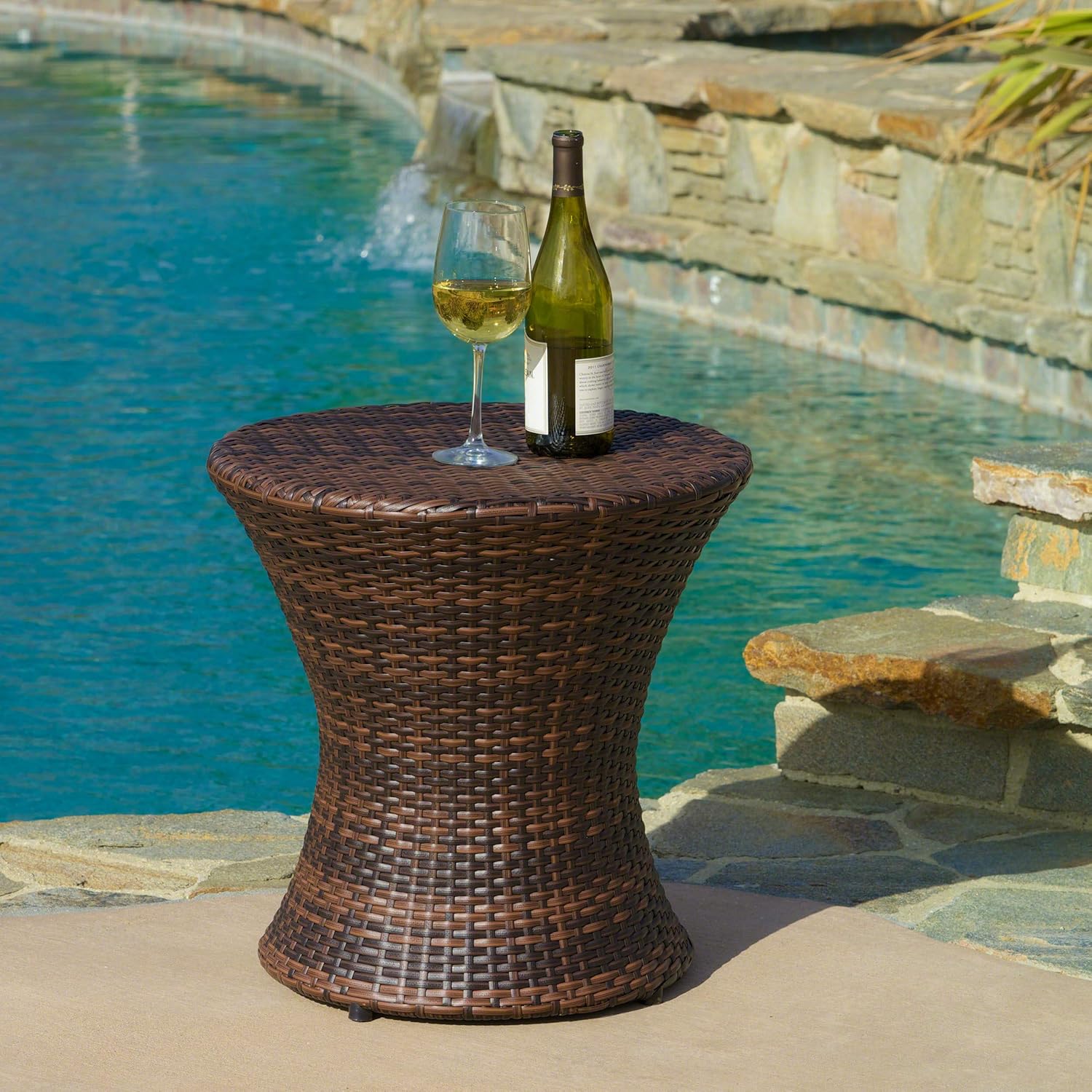 Christopher Knight Home Adriana Outdoor Wicker Accent Table, Multibrown : Garden & Outdoor