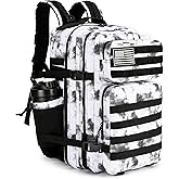 Lovelinks21 45L Tactical Assault Backpack 3 day assault pack with Molle Waterproof backpack Rucksack for Tactical Backpacks (BlackWhite Camo)