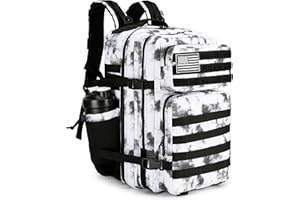 Lovelinks21 45L Tactical Assault Backpack 3 day assault pack with Molle Waterproof backpack Rucksack for Tactical Backpacks (BlackWhite Camo)