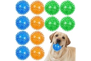 Ousiya 12 Pack 2.5" Squeaky Spiky Dog Toy Balls Puppy Small Dog Chew Toys for Teething,Floating Dog Pool Balls, Fetch Balls f