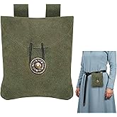 Mythrojan Medieval Renaissance Suede Jewelry Belt Pouch LARP Costume Waist Bag - Dark Green