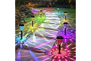 TISEJOY Garden Decor Solar Lights Outdoor Waterproof Outdoor Decor Solar Pathway Lights Color Changing Light for Patio Driveway Walkway Yard Backyard Lawn Landscape Decor (12 Pack)
