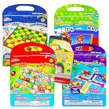 Magnetic Travel Games For Kids Toddlers Set 4 Magnetic Games For Travel In Car Or Airplane With Over 2000 Stickers Road Trips Series