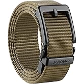 JUKMO Men's 1.5" Ratchet Belt - No Hole Adjustable Pin-Look Buckle for Jeans & Chinos | Trim-to-Fit Nylon Webbing