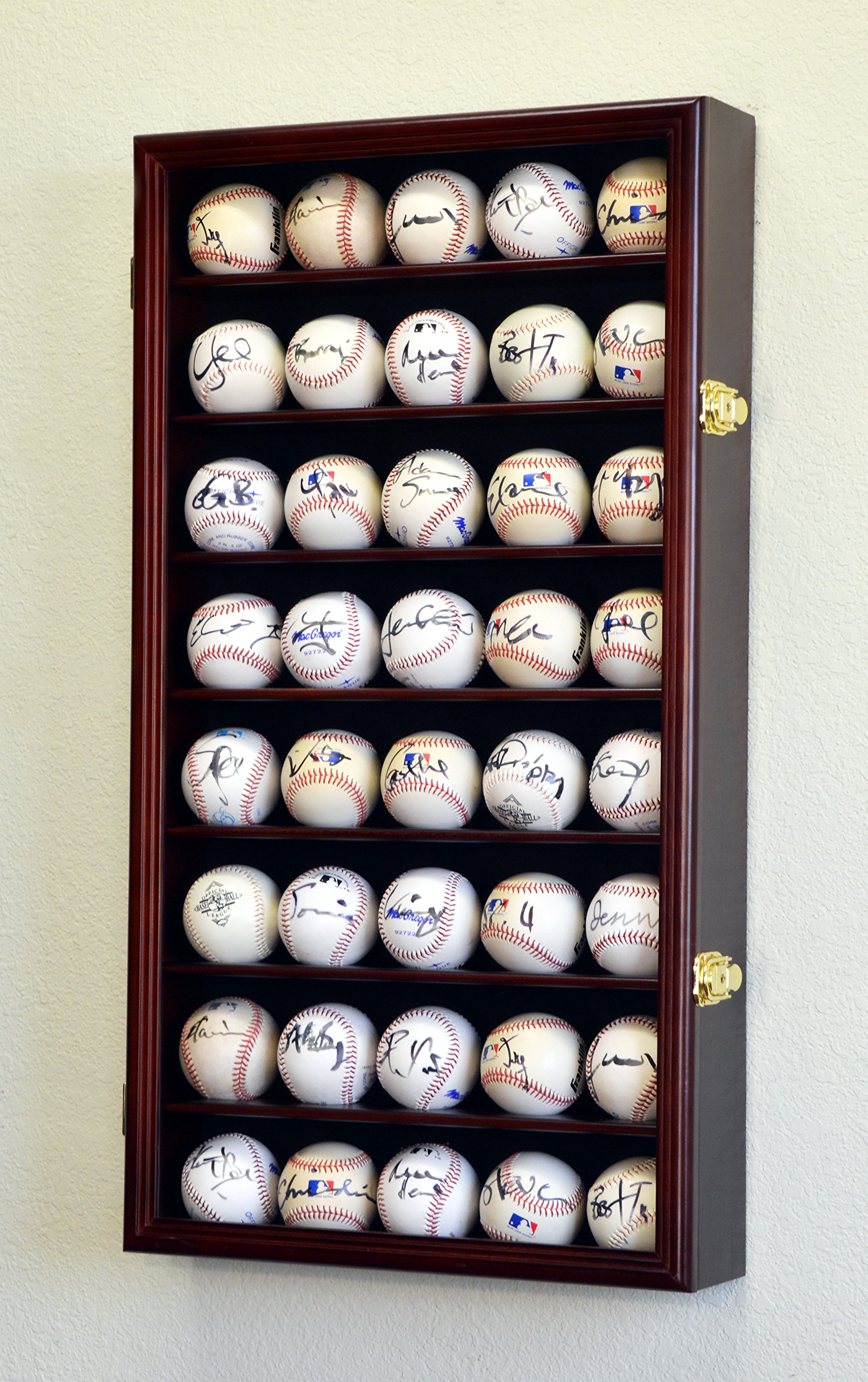 40 Baseball Ball Display Case Cabinet Holder Wall Rack w/98% UV Protection Lockable