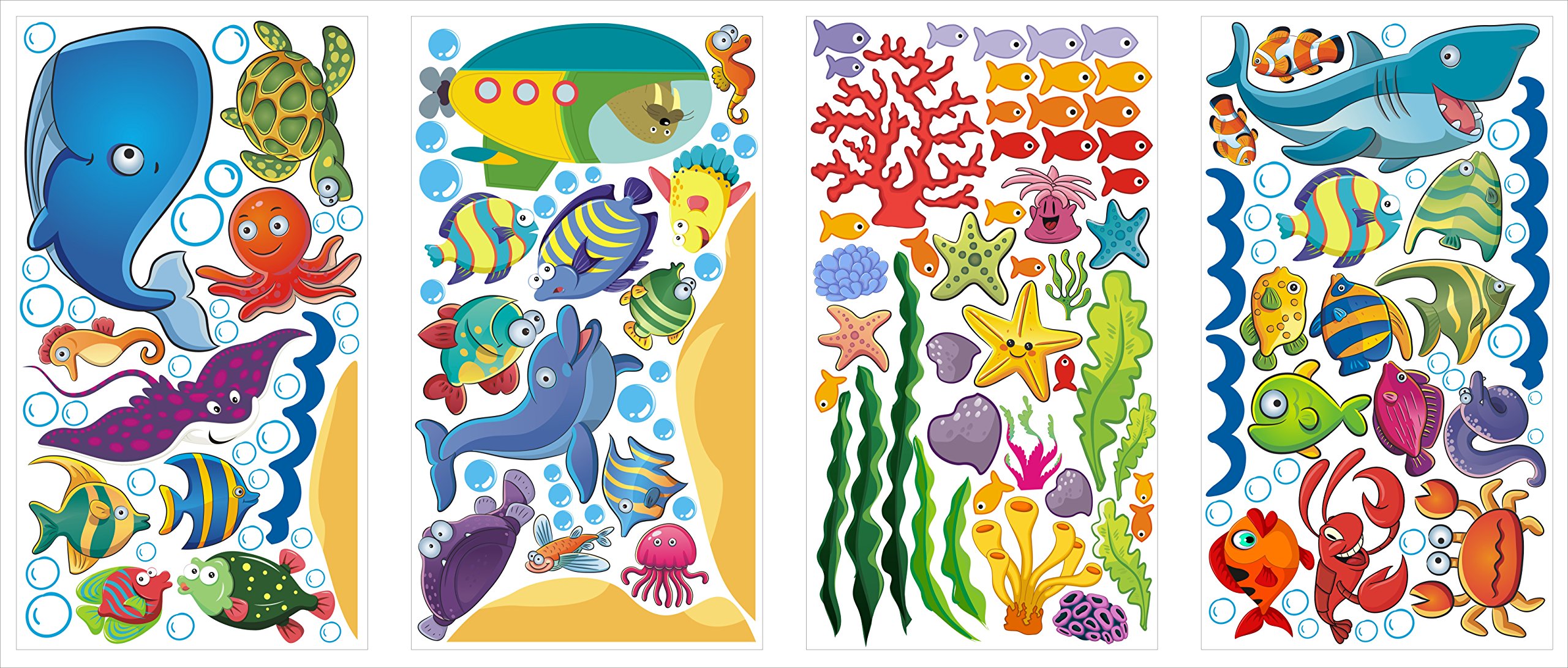 Wall Stickers with Under The Sea Design, Peel and Stick Deep Blue Sea