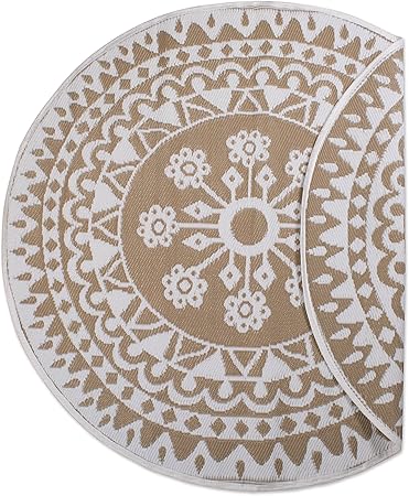 Amazon Com Dii Camz10563 Contemporary Indoor Outdoor Lightweight Reversible Fade Resistant Area Rug Great For Patio Deck Backyard Picnic Beach Camping Bbq 5 Round Taupe Floral Garden Outdoor