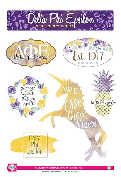 Delta Phi Epsilon - Sticker Sheet - Watercolor Theme