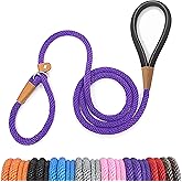 lynxking Slip Lead Dog Leash Strong Heavy Duty Dog Rope Leash Braided Comfortable Handle for Small Medium Large Dogs (Purple,