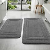 YIHOUSE 2-Piece Towel-Like Memory Foam Bathroom Rug Set, Dark Grey | Cloud-Like Soft, High-Density Cushioning, Rapid Lock Absorption, Non-Slip Backing, For Bathroom, 32"x20"+24"x17"