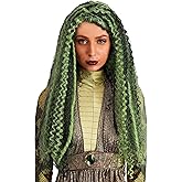 Fun Costumes Women's Medusa Costume Wig - Long Green Curly Wavy Afro Synthetic Hair Wigs, Greek Goddess Mythology Cosplay Wig ST
