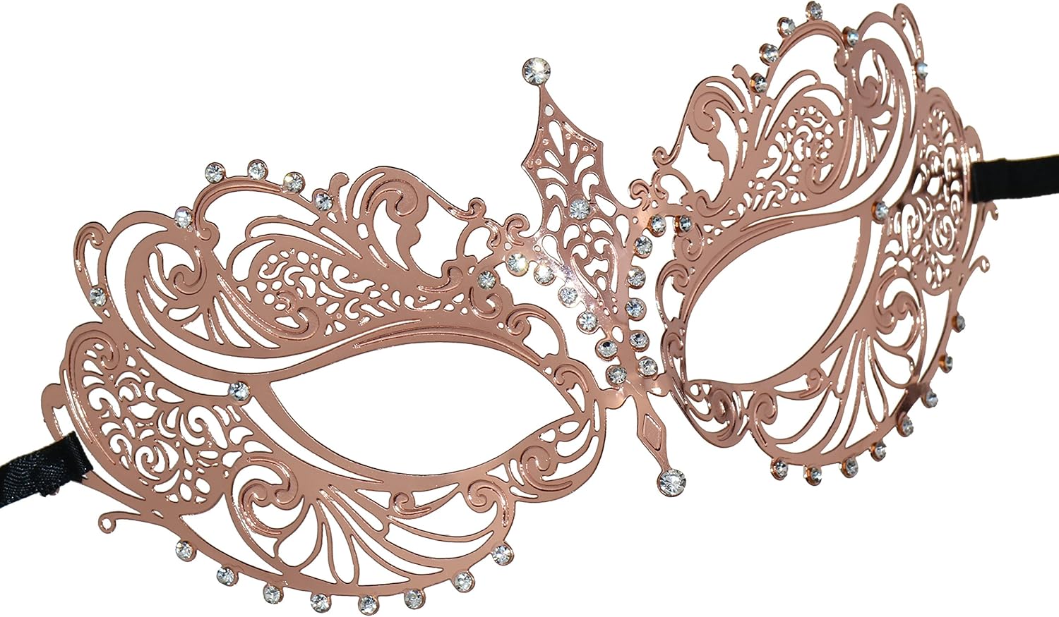 Coddsmz Laser Cut Metal Women's Masquerade Mask Mardi Gras Mask, 1-rose Gold - Image 3